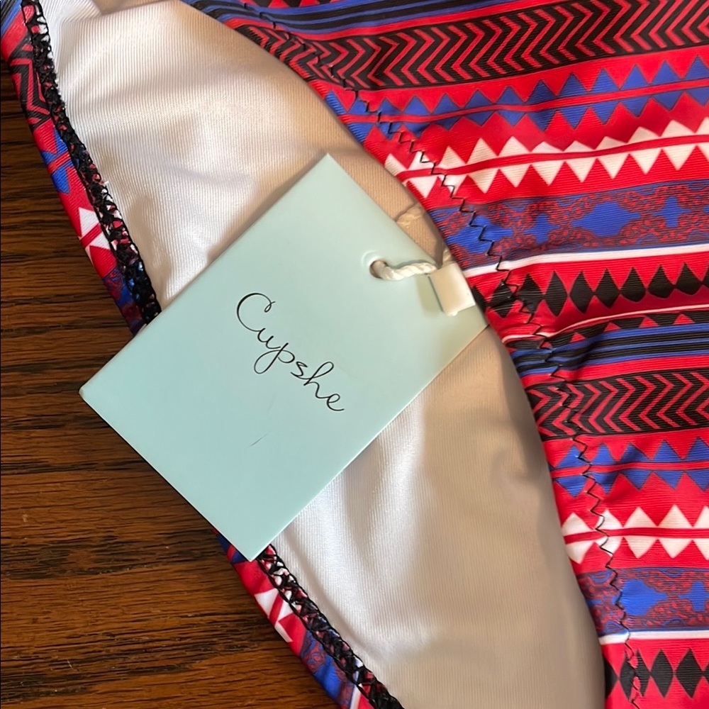 Cupshe Red & Blue Patterned Bikini Bottom - Picture 3 of 6